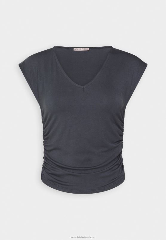 Z62T351 Women Anna Field Print T-Shirt Grey