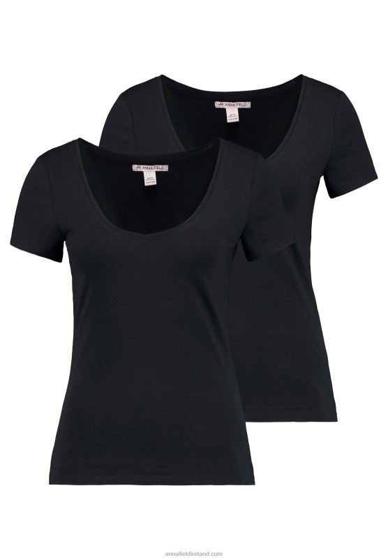 Z62T354 Women Anna Field 2 Pack Basic T-Shirt Black