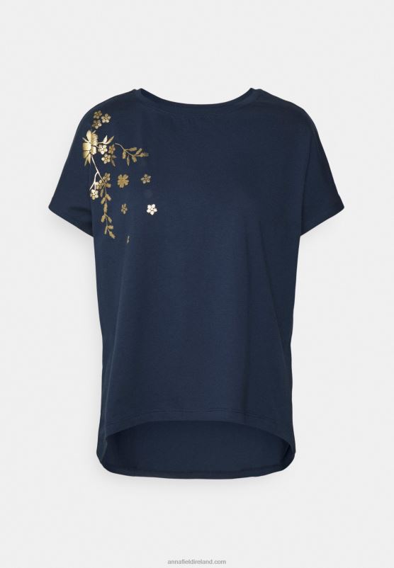 Z62T357 Women Anna Field Print T-Shirt Dark Blue