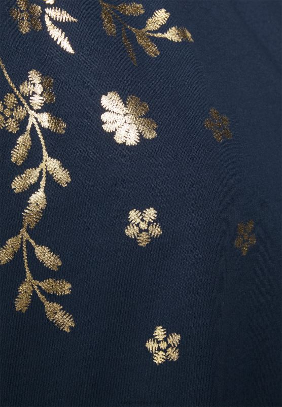 Z62T357 Women Anna Field Print T-Shirt Dark Blue