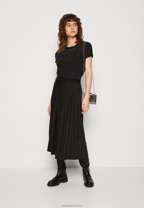 Z62T358 Women Anna Field Print T-Shirt Black