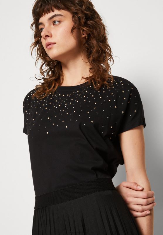 Z62T358 Women Anna Field Print T-Shirt Black