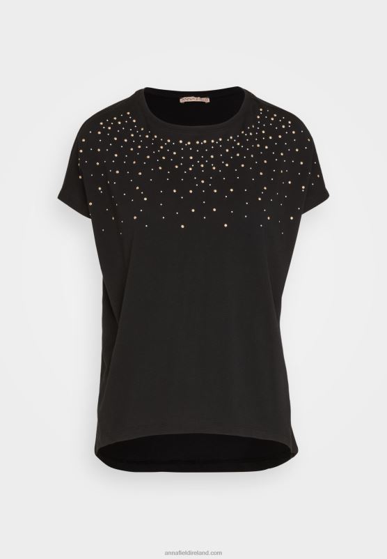 Z62T358 Women Anna Field Print T-Shirt Black