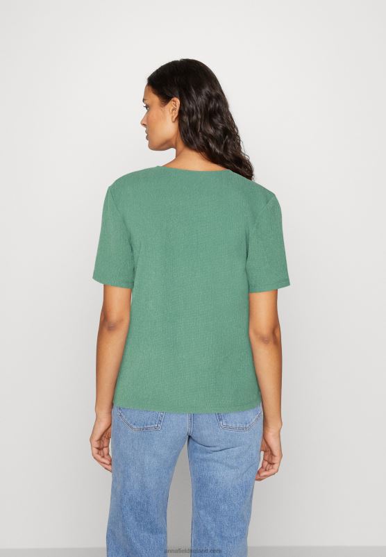 Z62T359 Women Anna Field Print T-Shirt Dark Green