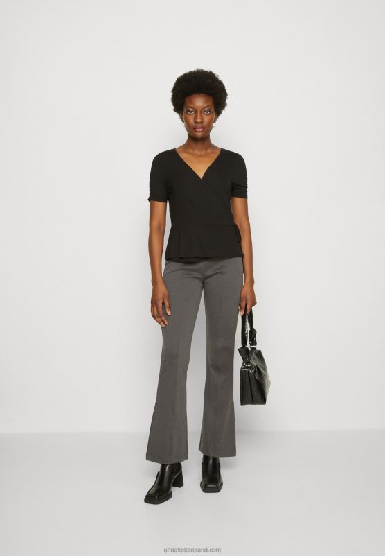 Z62T361 Women Anna Field Print T-Shirt Black