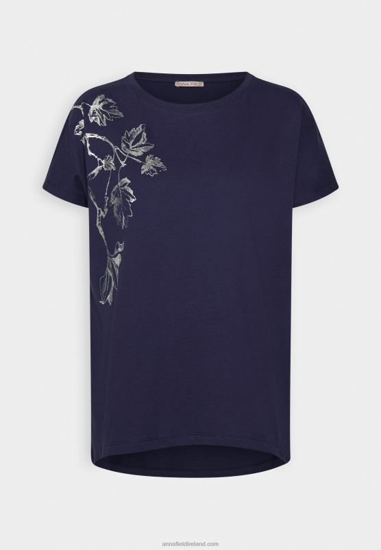 Z62T362 Women Anna Field Print T-Shirt Dark Blue