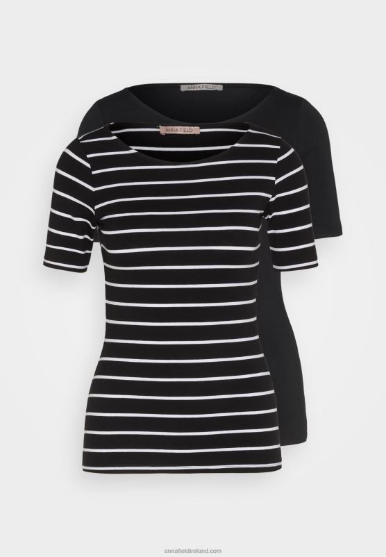 Z62T366 Women Anna Field Print T-Shirt Black/Black