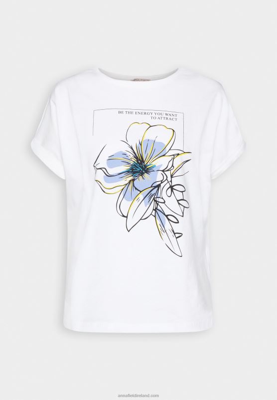 Z62T367 Women Anna Field Print T-Shirt White
