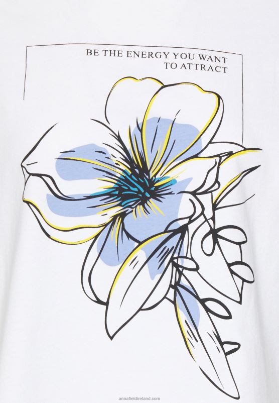 Z62T367 Women Anna Field Print T-Shirt White