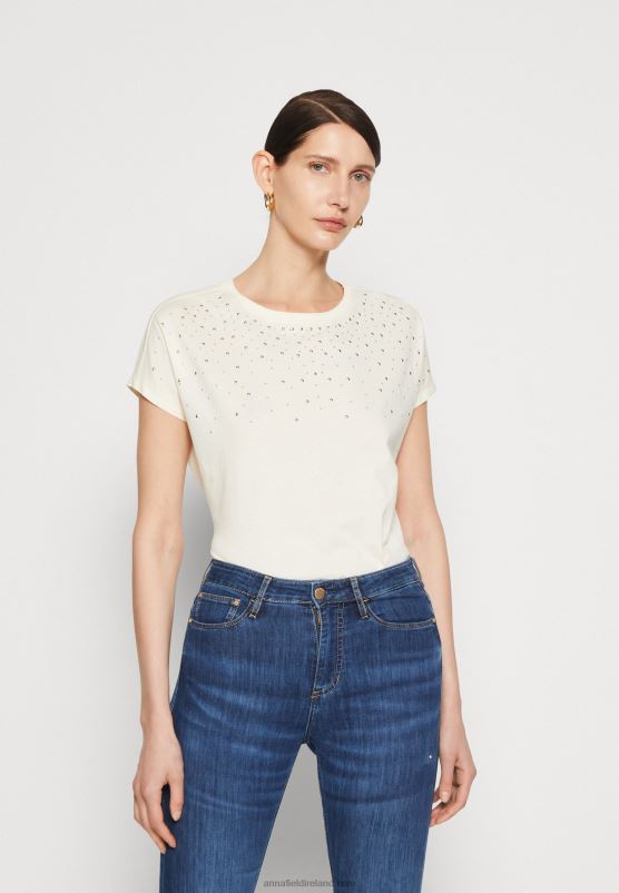 Z62T369 Women Anna Field Print T-Shirt Offwhite