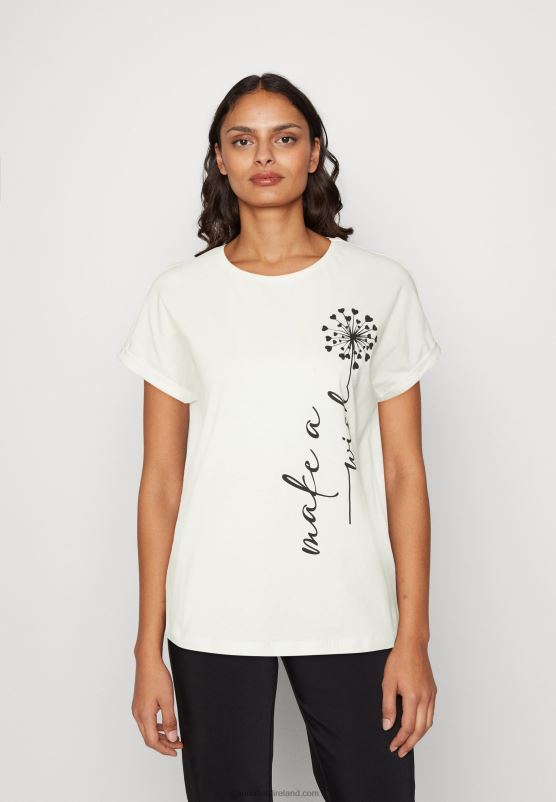 Z62T370 Women Anna Field Print T-Shirt Off-White