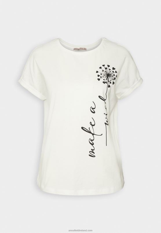 Z62T370 Women Anna Field Print T-Shirt Off-White