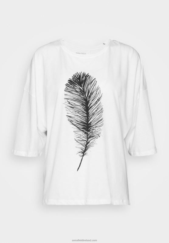 Z62T371 Women Anna Field Print T-Shirt White