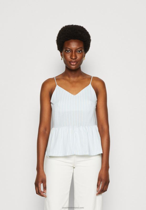 Z62T450 Women Anna Field Top Light Blue/White