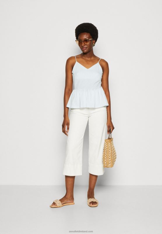 Z62T450 Women Anna Field Top Light Blue/White