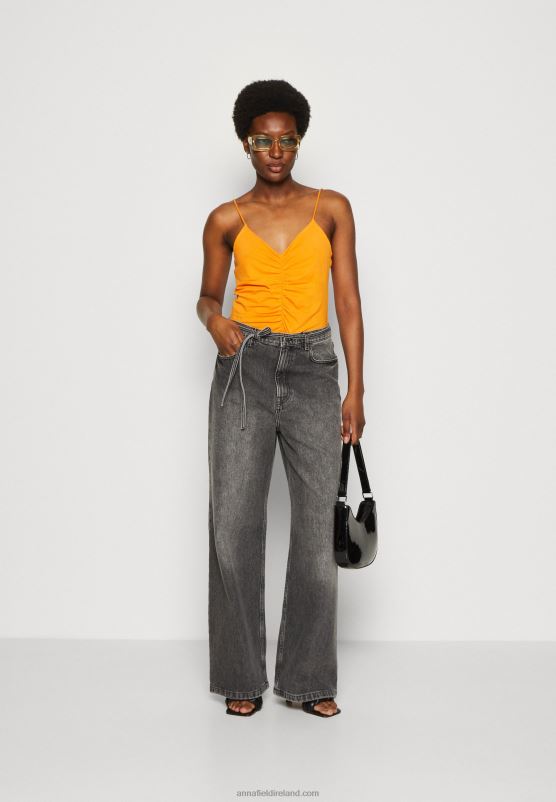 Z62T454 Women Anna Field Top Black/Orange