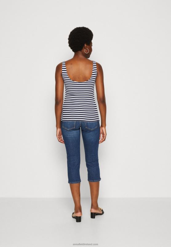 Z62T467 Women Anna Field Top White/Blue