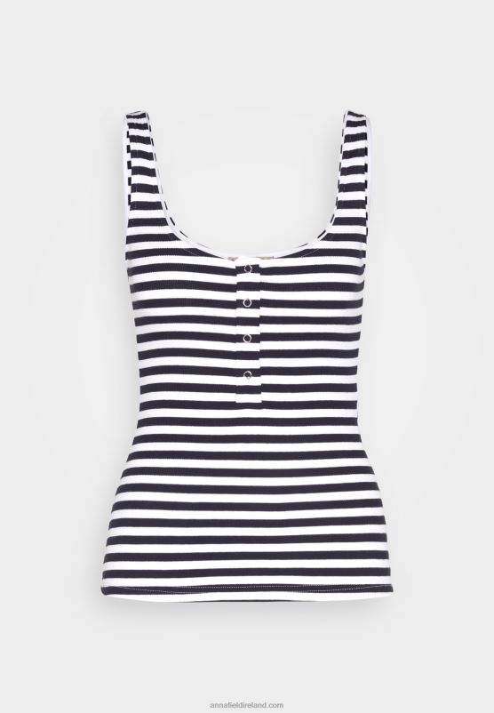 Z62T467 Women Anna Field Top White/Blue