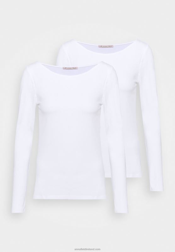 Z62T518 Women Anna Field 2 Pack Long Sleeved Top White