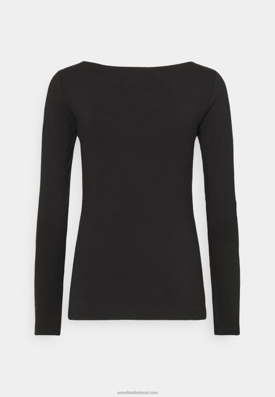 Z62T525 Women Anna Field 2 Pack Long Sleeved Top Black/Mottled Grey