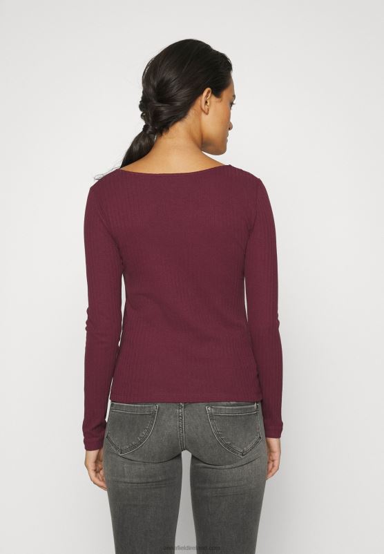 Z62T530 Women Anna Field Long Sleeved Top Dark Red