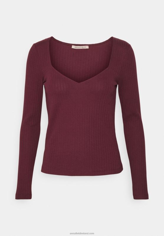 Z62T530 Women Anna Field Long Sleeved Top Dark Red