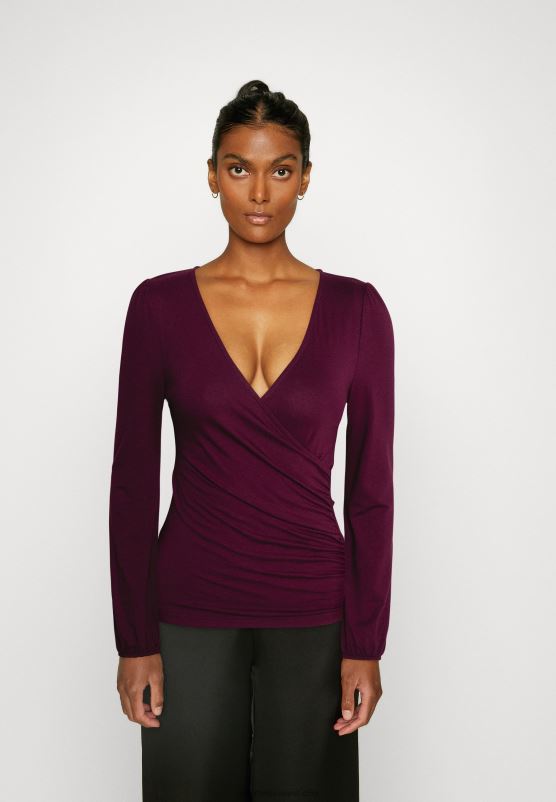 Z62T535 Women Anna Field Long Sleeved Top Dark Red