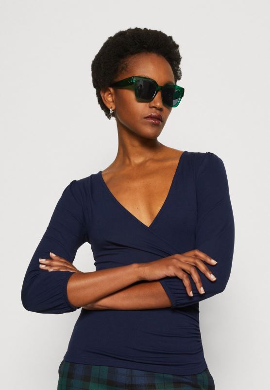 Z62T536 Women Anna Field Long Sleeved Top Dark Blue