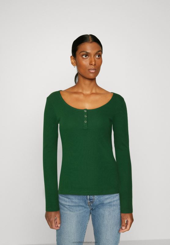 Z62T538 Women Anna Field Long Sleeved Top Dark Green