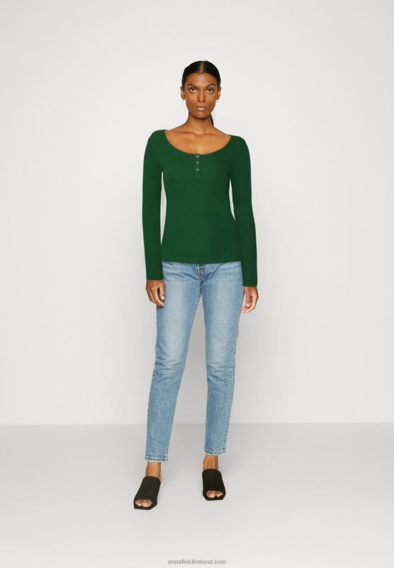 Z62T538 Women Anna Field Long Sleeved Top Dark Green