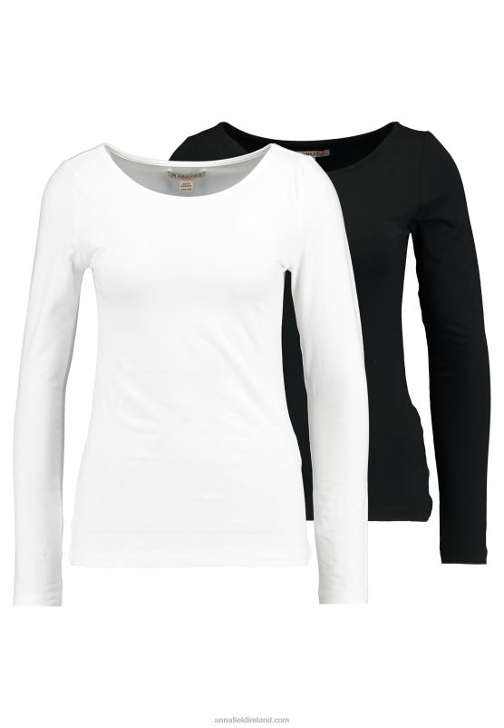 Z62T550 Women Anna Field 2 Pack Long Sleeved Top Black/White