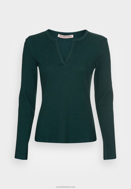 Z62T553 Women Anna Field Long Sleeved Top Dark Green