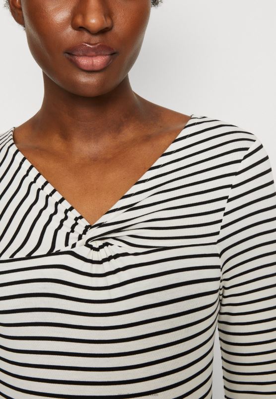 Z62T575 Women Anna Field Long Sleeved Top White/Black