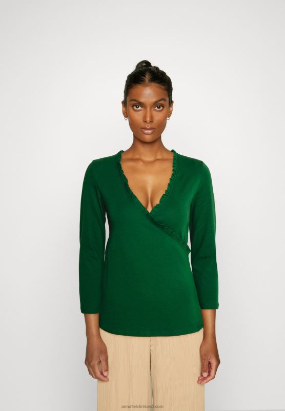 Z62T576 Women Anna Field Long Sleeved Top Dark Green