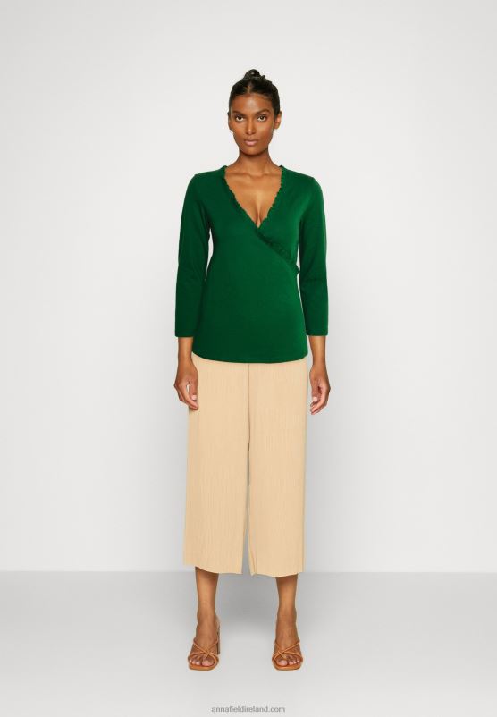 Z62T576 Women Anna Field Long Sleeved Top Dark Green