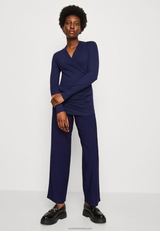 Z62T577 Women Anna Field Long Sleeved Top Dark Blue