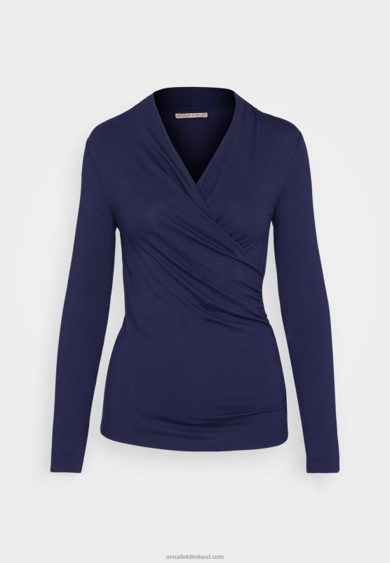 Z62T577 Women Anna Field Long Sleeved Top Dark Blue