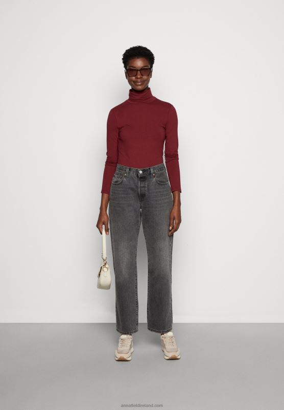 Z62T582 Women Anna Field Long Sleeved Top Dark Red