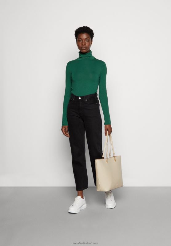 Z62T583 Women Anna Field Long Sleeved Top Dark Green