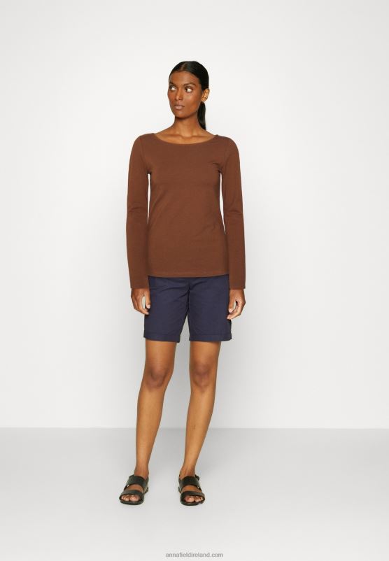 Z62T584 Women Anna Field 2 Pack Long Sleeved Top Brown/White