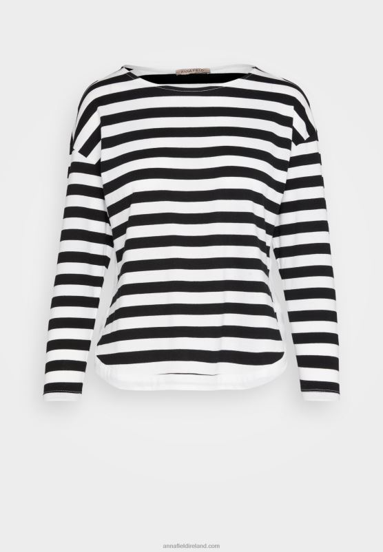 Z62T585 Women Anna Field Long Sleeved Top White/Black