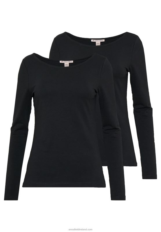 Z62T586 Women Anna Field 2 Pack Long Sleeved Top Black