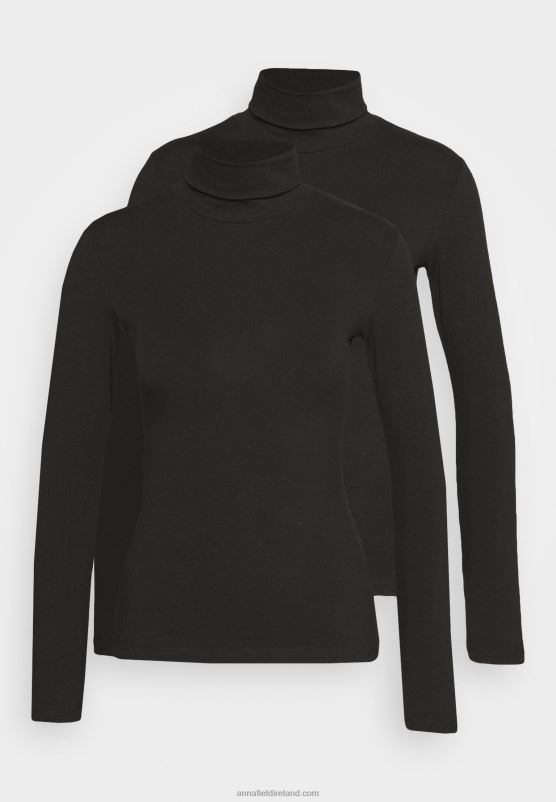 Z62T588 Women Anna Field 2 Pack Long Sleeved Top Black