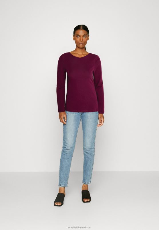 Z62T589 Women Anna Field 2 Pack Long Sleeved Top Dark Red/Black