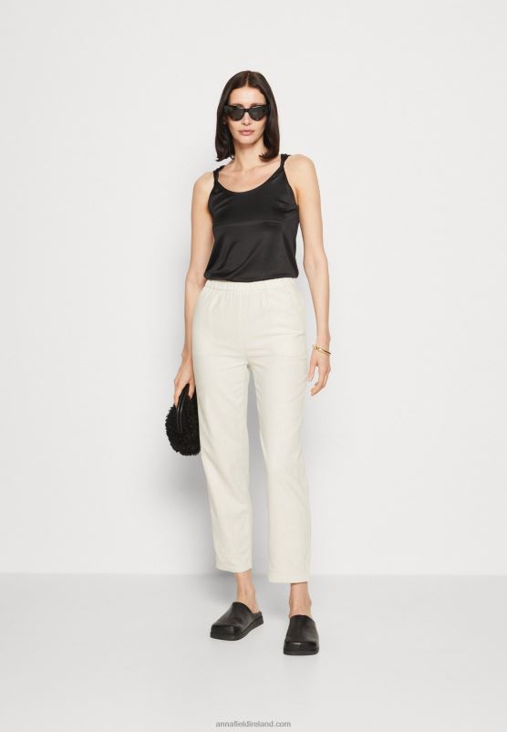 Z62T604 Women Anna Field Linen Mix Trousers Beige