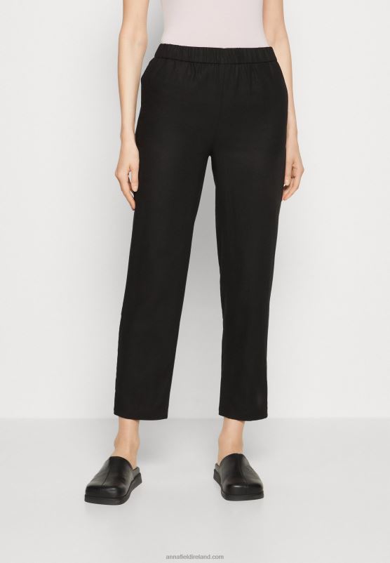Z62T611 Women Anna Field Linen Mix Trousers Black