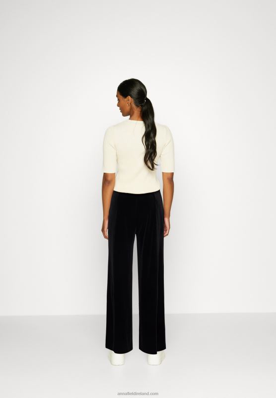 Z62T621 Women Anna Field Velvet Wide Leg Trousers Trousers Black