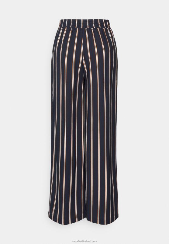 Z62T636 Women Anna Field Trousers Dark Blue/Brown/White