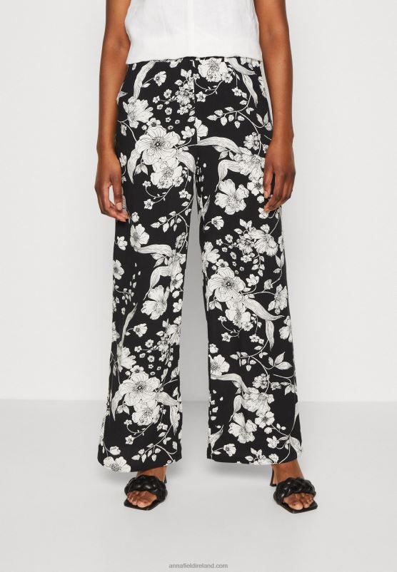 Z62T640 Women Anna Field Trousers Black/Off White