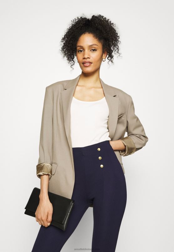 Z62T654 Women Anna Field Punto Leggings With Button Detail Leggings Trousers Dark Blue